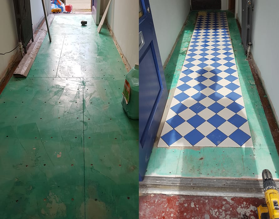 Original Victorian style floor tiling in Chorlton, Manchester